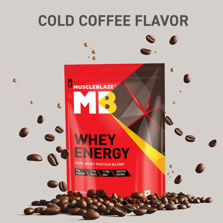 Muscleblaze Whey Energy (Cold Coffee| 2kg / 4.4lbs) | 24g Protein| 100% Whey Protein Blend