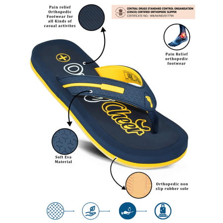 Ortho Cheer Men'S Orthopedic & Diabetic Friendly Daily Use Slippers | Navy Blue | Size 7 -1 Pair