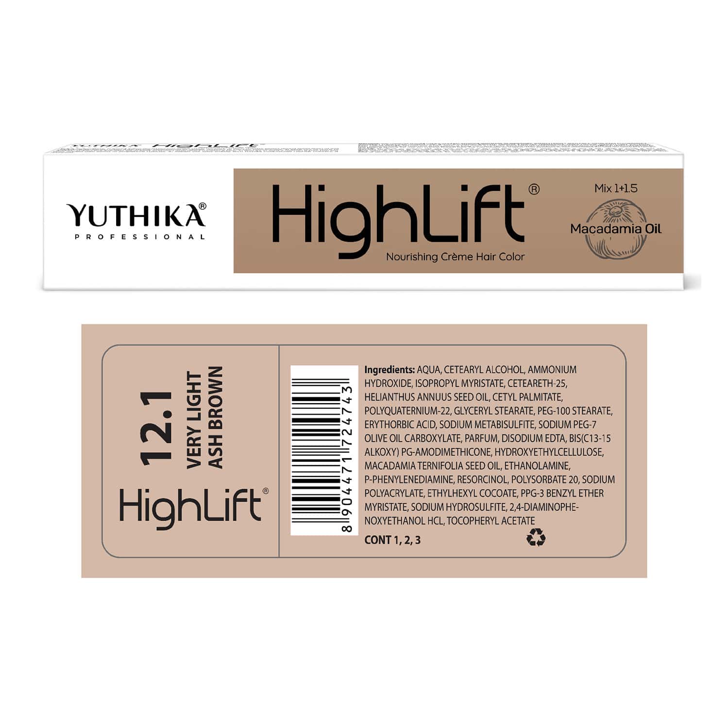 Yuthika Professional Highlift 12.1 Very Ash Brown 50g