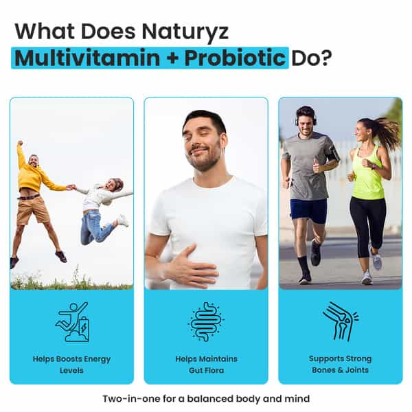 Naturyz Multivitamin With Probiotics 50 Billion Cfu & Prebiotics For General Health - 60 Tablets