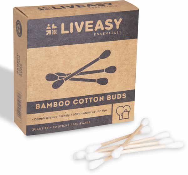 Liveasy Essentials Bamboo Cotton Buds - 80 Sticks/160 Swabs