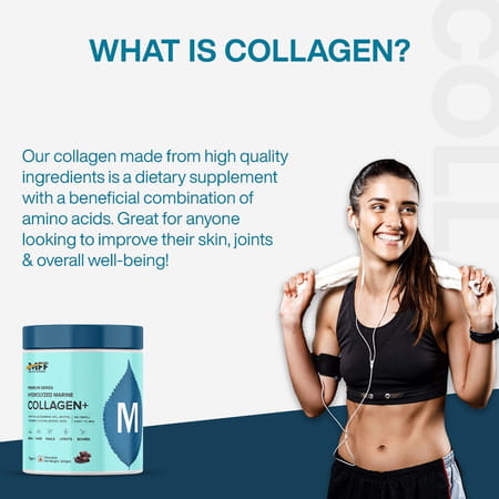 Myfitfuel Hydrolyzed Marine Collagen +Glucosamine | Hyaluronic | Biotin | Vitamin C (400Gm | Orange)