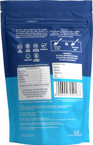 Equal Cook And Bake Diet Sugar Sugar Free Zero Calorie Cook & Bake 500G Powder Pouch Pack Of 1