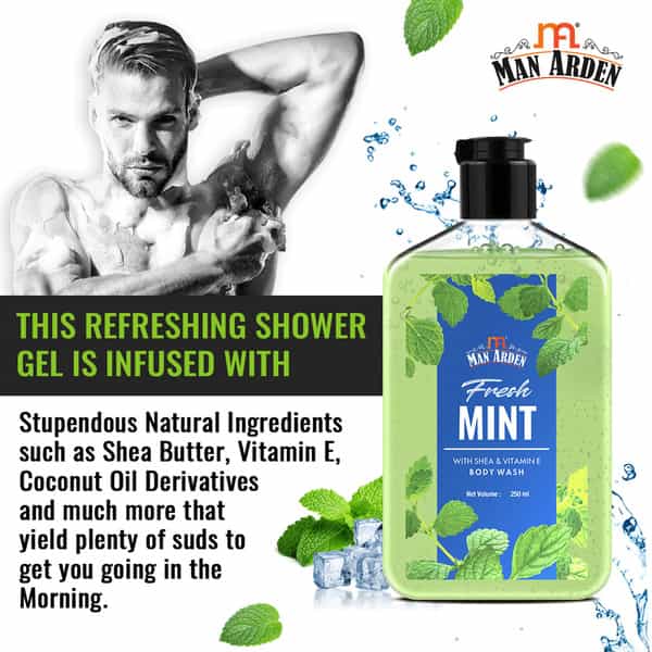 Man Arden Fresh Mint Luxury Body Wash Infused With Shea Butter & Vitamin E 250Ml