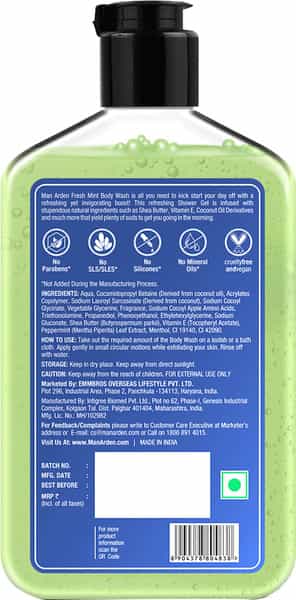 Man Arden Fresh Mint Luxury Body Wash Infused With Shea Butter & Vitamin E 250Ml