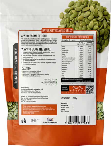 Nourishvitals Pumpkin Roasted Seeds 200G Pouch
