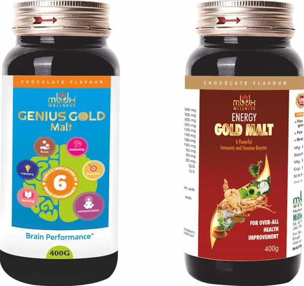 Mbdhwellness Energy Gold+Genius Gold Malt-Herbal Brain+Immunity Booster For All Ages.