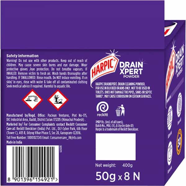 Harpic Drain Xpert Drain Cleaning Powder (50G X 8)