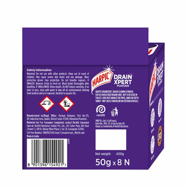 Harpic Drain Xpert Drain Cleaning Powder (50G X 8)
