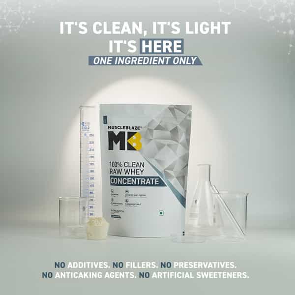 Muscleblaze 100% Clean Raw Whey Protein Concentrate (Unflavoured | 2Kg) | 24G Protein Per Scoop