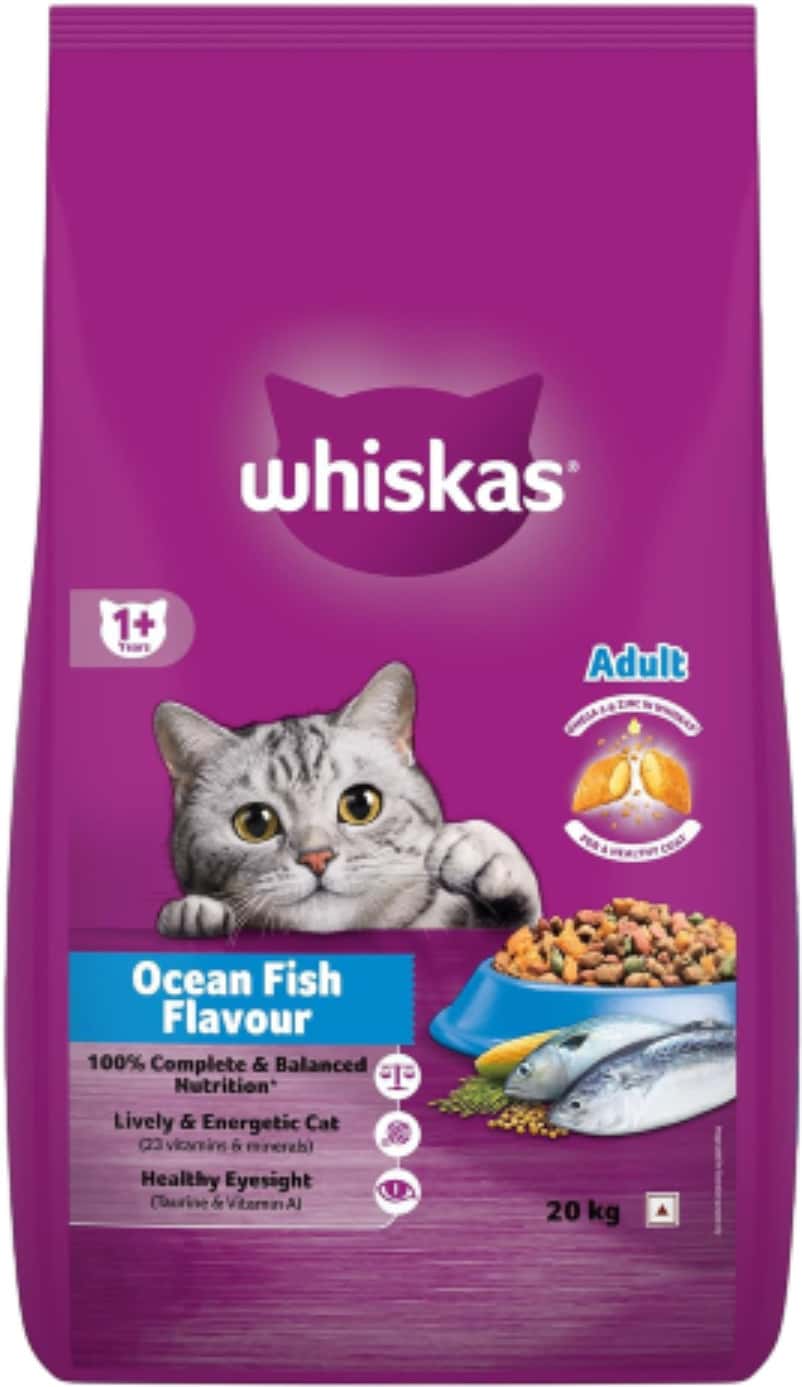 Whiskas Adult (1+ Years) Dry Cat Food | Ocean Fish Flavour | 20 Kg