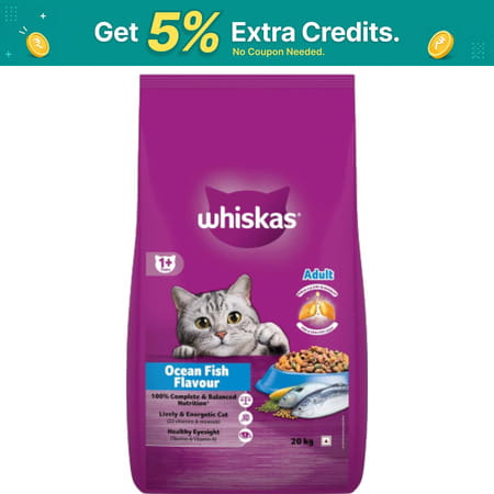 Whiskas Adult (1+ Years) Dry Cat Food | Ocean Fish Flavour | 20 Kg