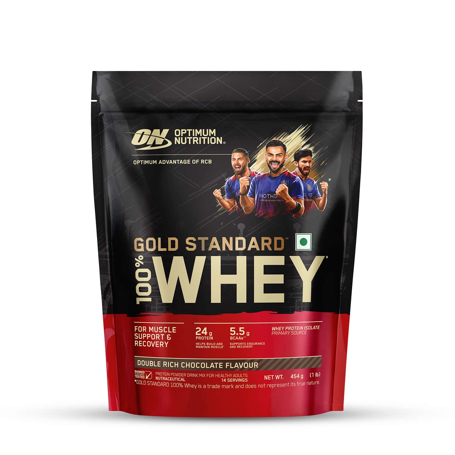 Optimum Nutrition (on) Gold Standard 100% Whey Protein Double Rich Chocolate Flavour 454gm Powder