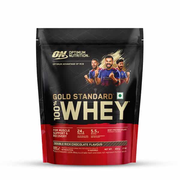Optimum Nutrition (On) Gold Standard 100% Whey Protein Double Rich Chocolate Flavour 454Gm Powder
