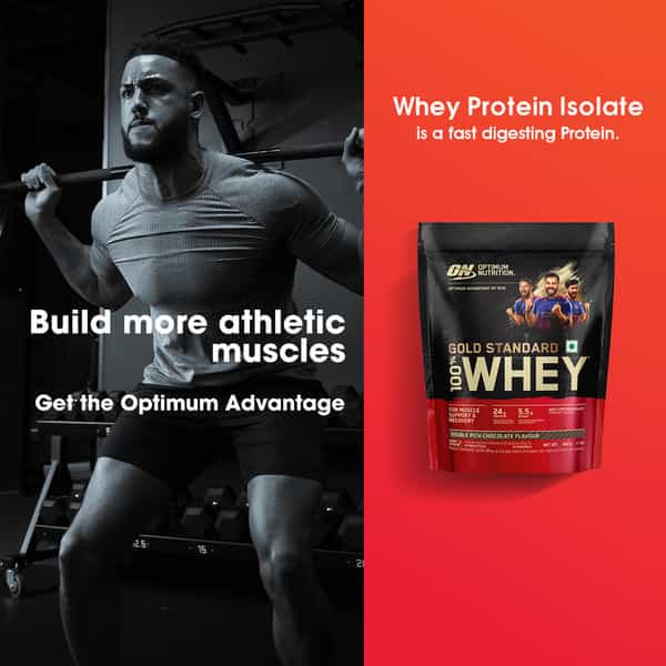 Optimum Nutrition (On) Gold Standard 100% Whey Protein Double Rich Chocolate Flavour 454Gm Powder
