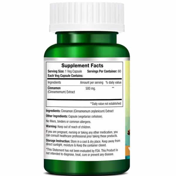 Morpheme Remedies Cinnamon 500 Mg Extract 60 Veg Caps (1 Bottle)