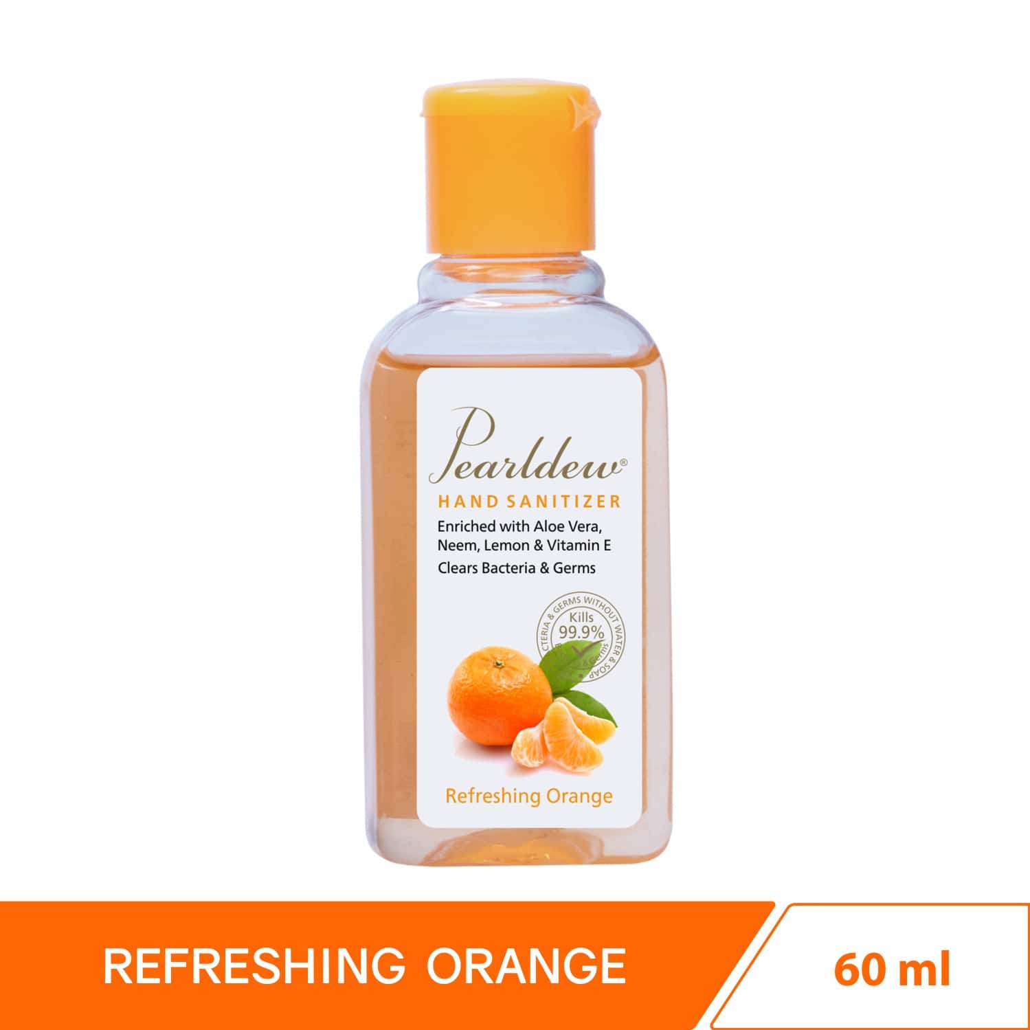 Pearldew Sanitizer (orange) | Aloe & Neem | Paraben Free | 60ml (pack Of 12)