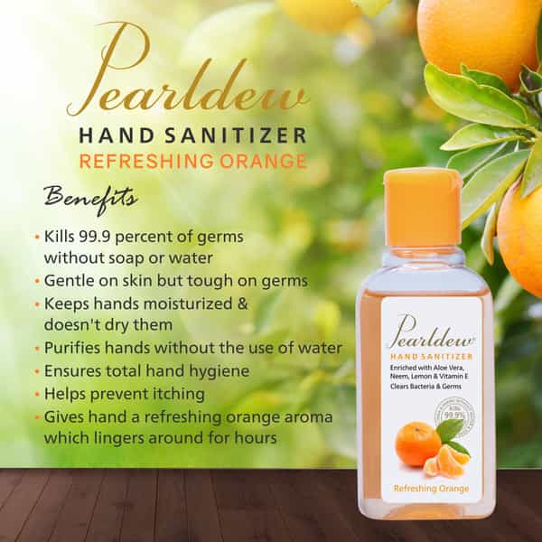 Pearldew Sanitizer (Orange) | Aloe & Neem | Paraben Free | 60Ml (Pack Of 12)