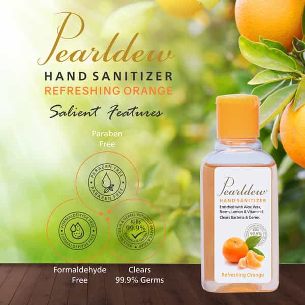 Pearldew Sanitizer (Orange) | Aloe & Neem | Paraben Free | 60Ml (Pack Of 12)
