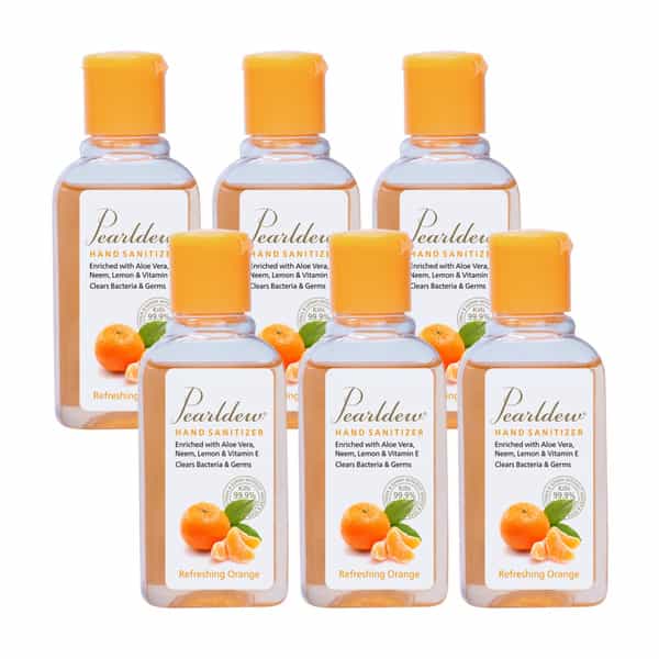 Pearldew Sanitizer (Orange) | Aloe & Neem | Paraben Free | 60Ml (Pack Of 12)