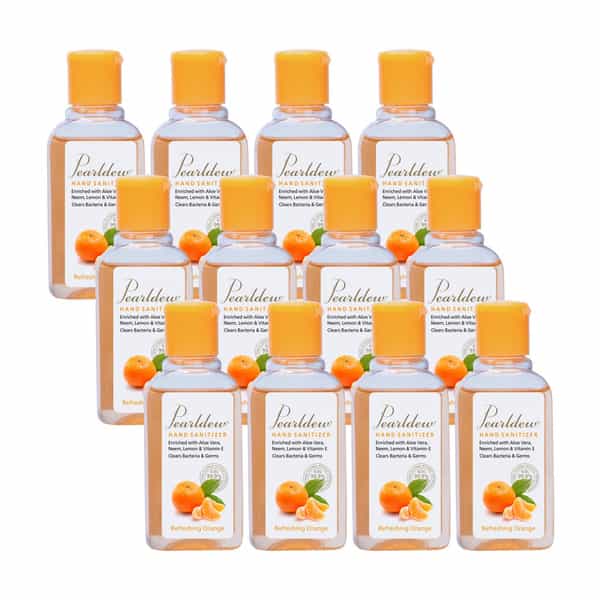 Pearldew Sanitizer (Orange) | Aloe & Neem | Paraben Free | 60Ml (Pack Of 12)