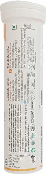 Orange Packets Natural Vitamin C 1000Mg & Zinc For Immunity Skin -15 Effervescent Tablets -Orange