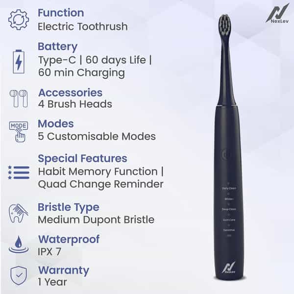 Nexlev Electric Toothbrush - Type C- Blue