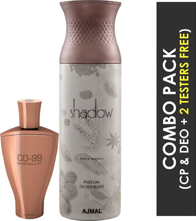 Ajmal Cd 99 Mukhallat Oriental 14ml For Unisex & Shadow Homme Deodorante 200ml For Men + 2 Parfum