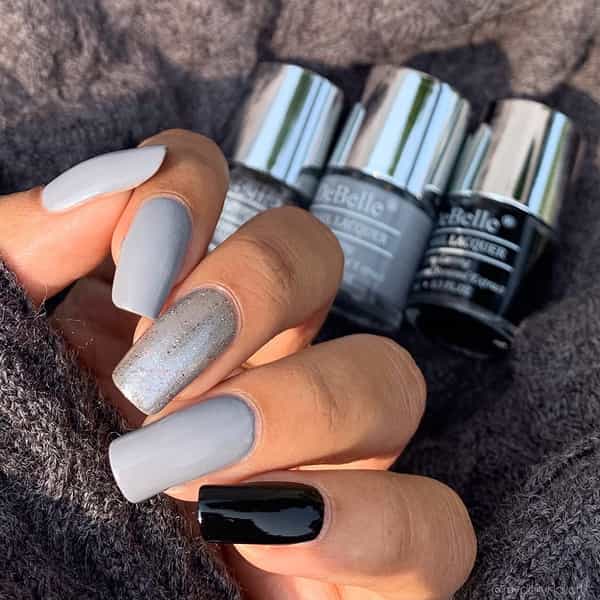Debelle Gel Nail Polish Combo Set Of 3 -Sombre Grey | Sparkling Dust | Luxe Noir -24Ml(8Ml Each)