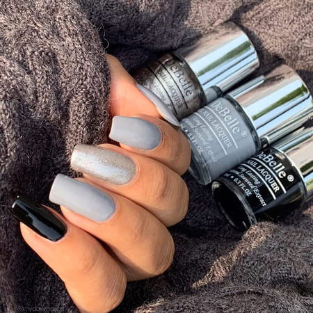 Debelle Gel Nail Polish Combo Set Of 3 -Sombre Grey | Sparkling Dust | Luxe Noir -24Ml(8Ml Each)