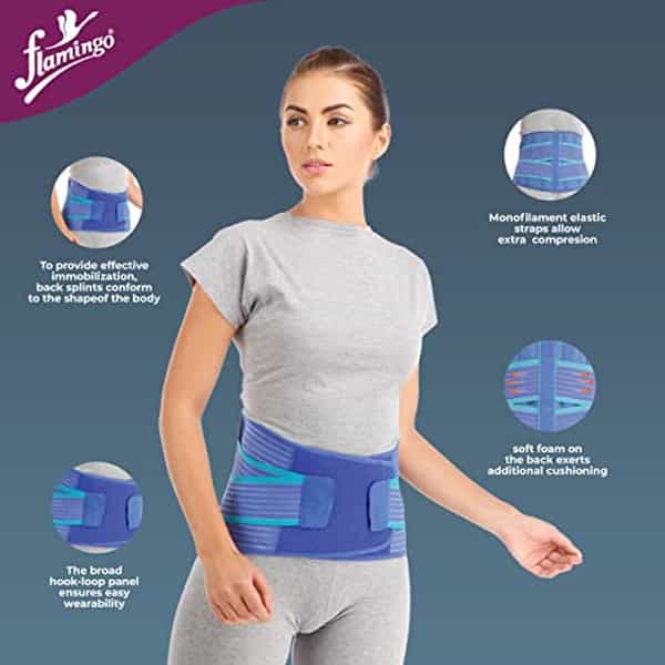 Flamingo Premium Lumbar Sacro Support Belt (L.s. Belt)|Back Brace For Men And Women|Size - L (Blue)