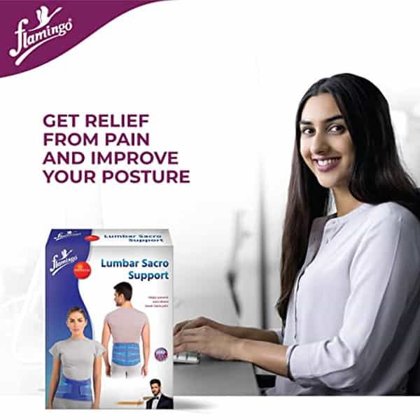 Flamingo Premium Lumbar Sacro Support Belt (L.s. Belt)|Back Brace For Men And Women|Size - L (Blue)