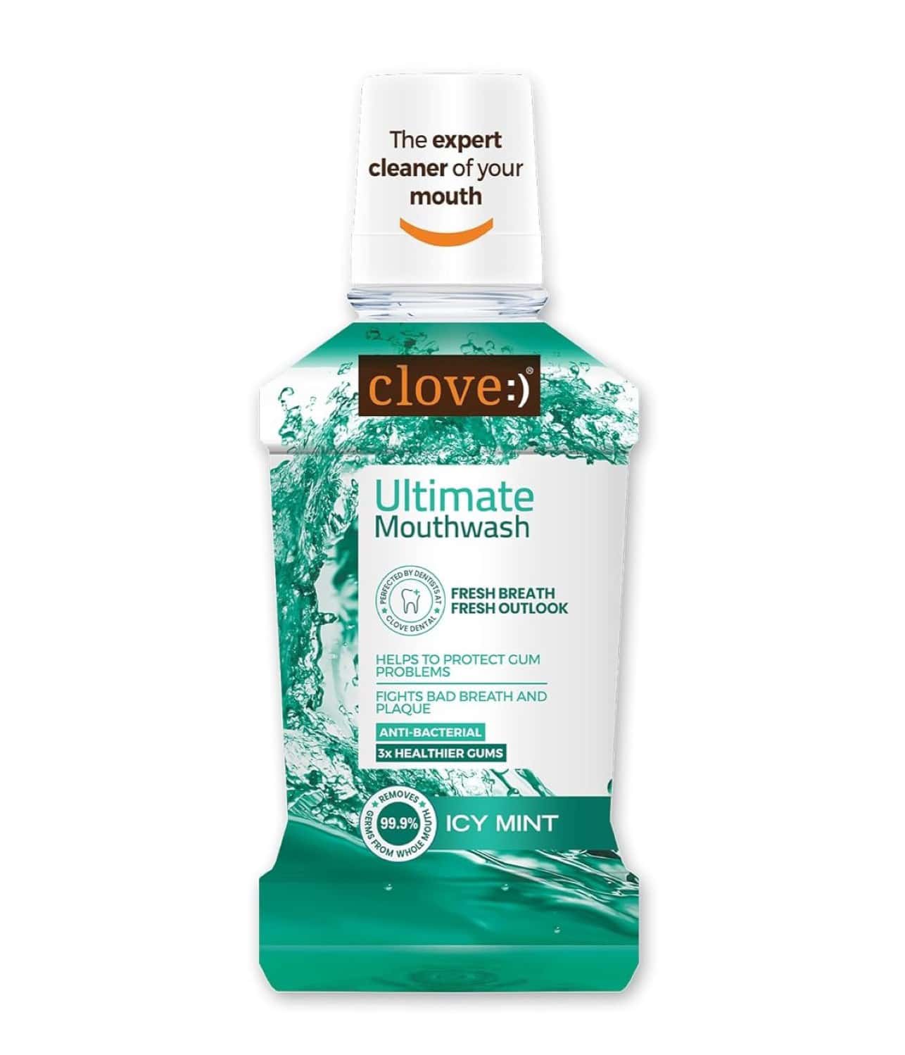 Clove Ultimate Cool Mint Antibacterial Mouthwash | Kills 99.0% Germs & Prevents Bad Breath | 250ml