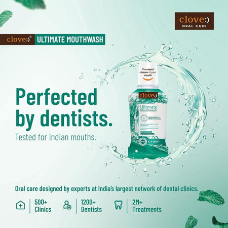 Clove Ultimate Cool Mint Antibacterial Mouthwash | Kills 99.0% Germs & Prevents Bad Breath | 250ml