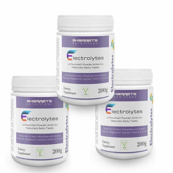 Sharrets Electrolytes Powder | 200G Unflavored I Sugar Free | Pack Of 3 | 200G Each