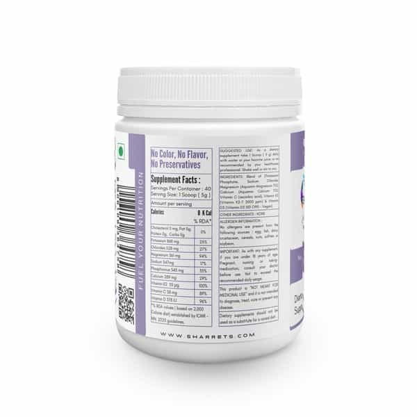 Sharrets Electrolytes Powder | 200G Unflavored I Sugar Free | Pack Of 3 | 200G Each