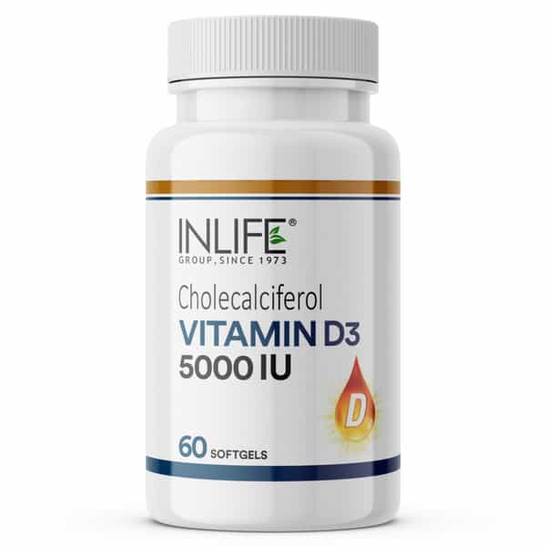 Inlife Vitamin D3 5000 Iu Cholecalciferol | For Men & Women | Immunity & Bone Health | 60 Softgels