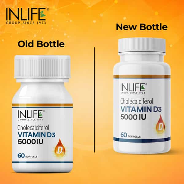 Inlife Vitamin D3 5000 Iu Cholecalciferol | For Men & Women | Immunity & Bone Health | 60 Softgels