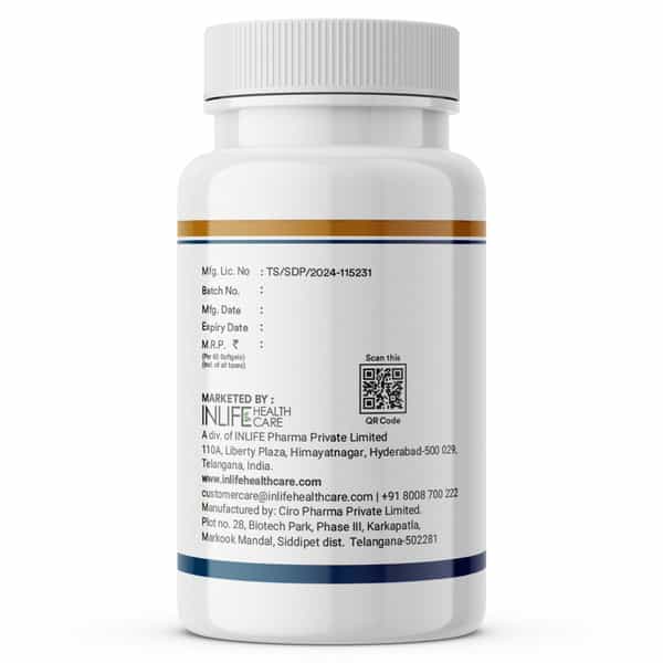 Inlife Vitamin D3 5000 Iu Cholecalciferol | For Men & Women | Immunity & Bone Health | 60 Softgels