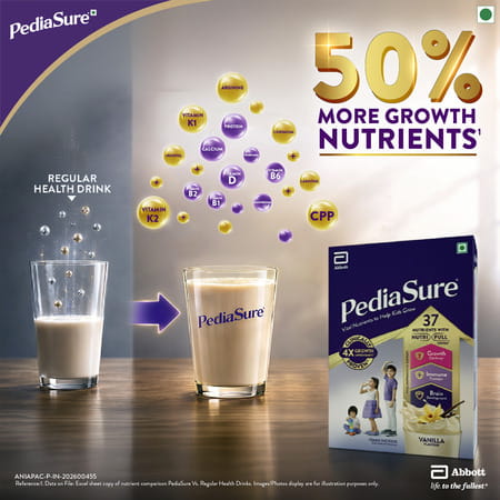 Pediasure Vital Nutrients To Help Kids Growth For 2-6 Years Old Vanilla Flavour Box Of 375 Gm