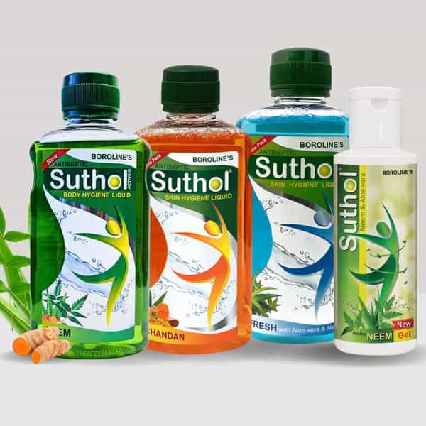Boroline Suthol Neem Gel 100 Ml + Active Neem 200 Ml + Chandan 200 Ml + Fresh 200 Ml