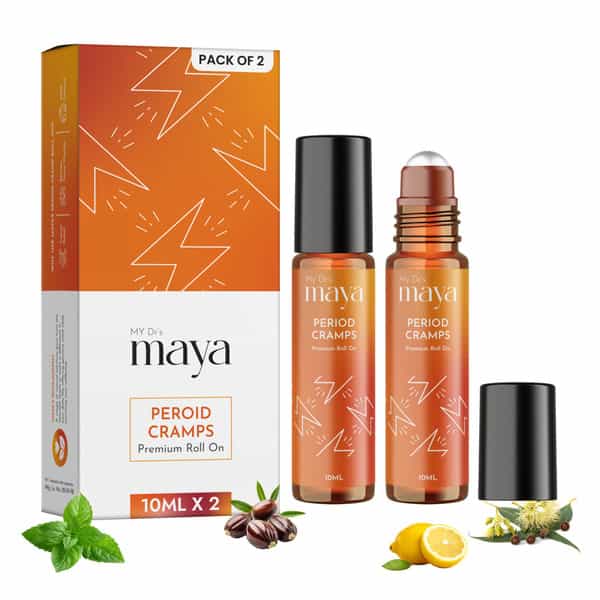 Maya Aromatherapy Period Cramp Premium Roll On For Women |100% Herbal Period Pain Reliever Pack Of 2
