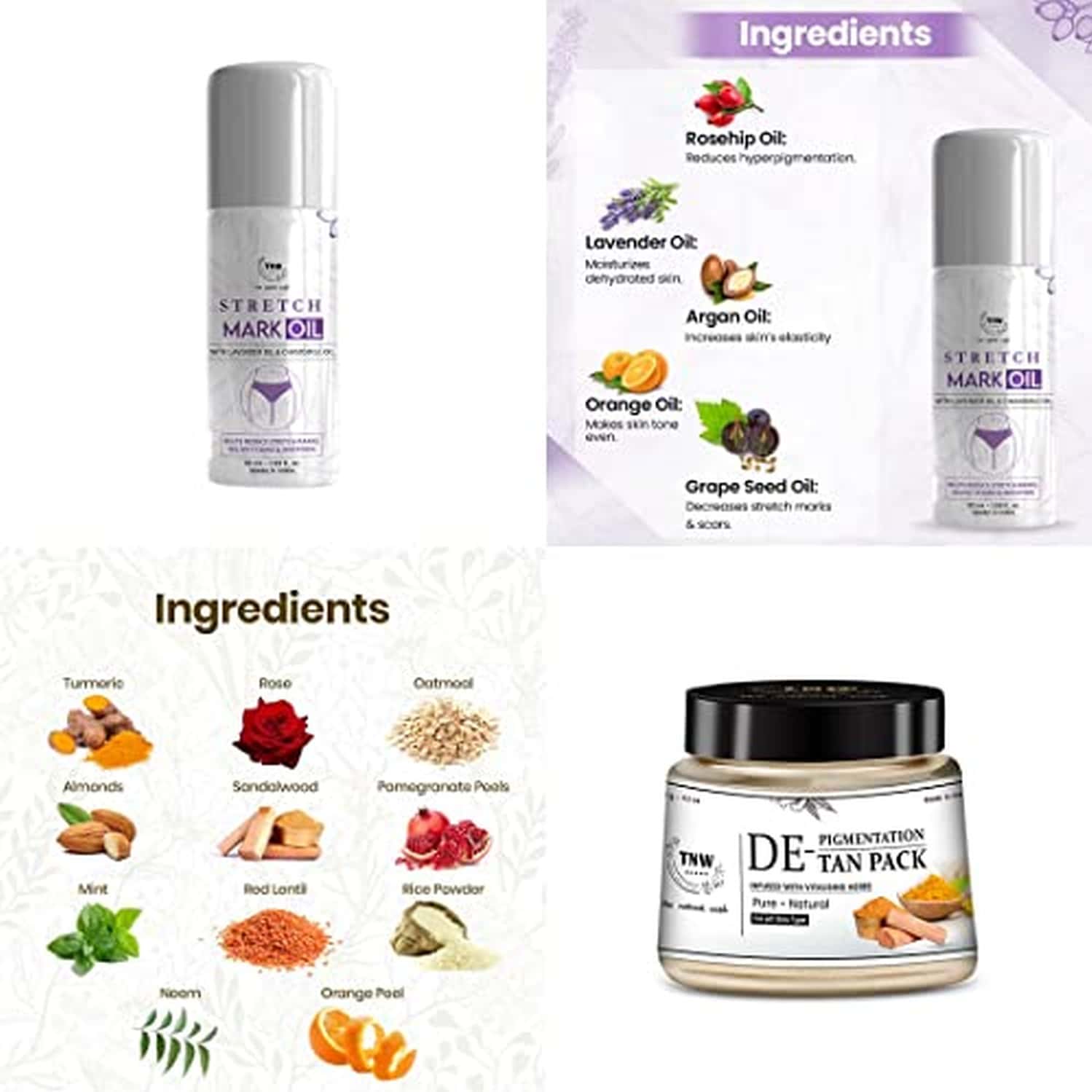 Buy TNWTHE NATURAL WASH BODY CARE COMBO WITH STRETCH MARK OIL AND DE