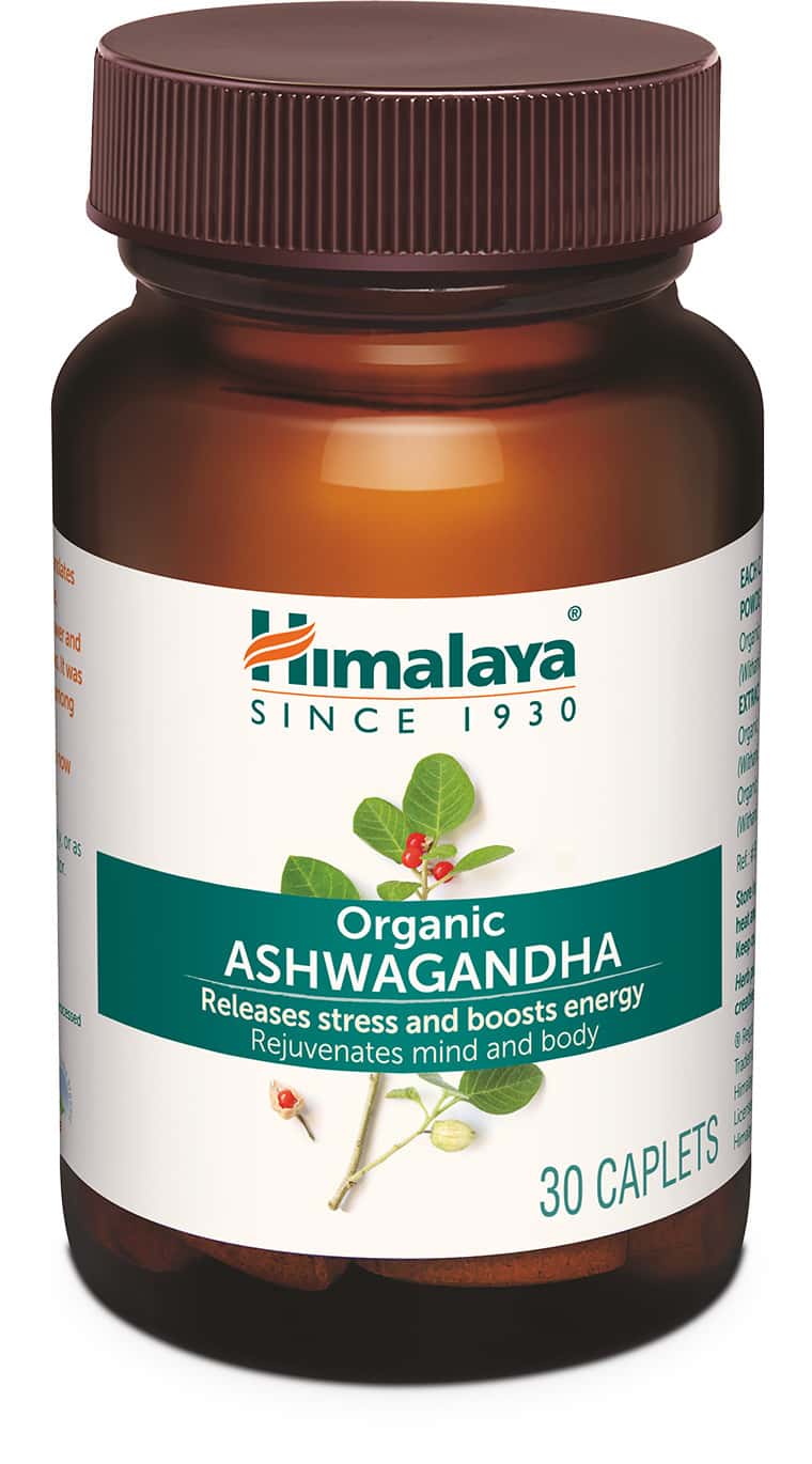 Himalaya Organic Ashwagandha | Release Stress & Boosts Energy | Bottle | Caplets | 30 No's
