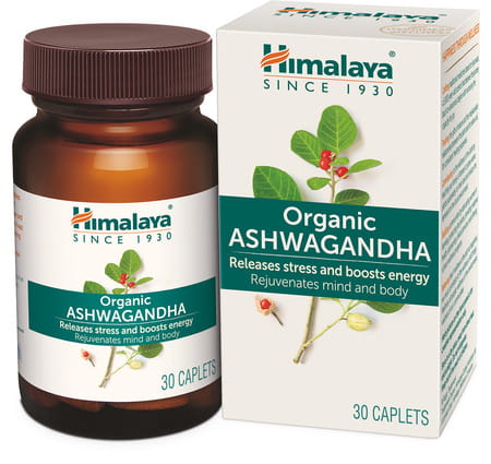 Himalaya Organic Ashwagandha | Release Stress & Boosts Energy | Bottle | Caplets | 30 No'S