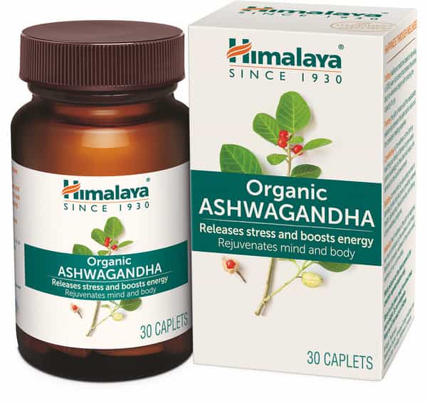 Himalaya Organic Ashwagandha | Release Stress & Boosts Energy | Bottle | Caplets | 30 No's