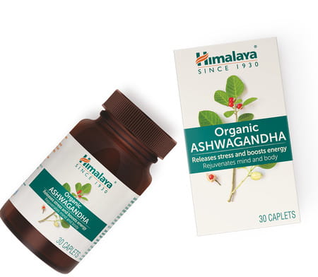 Himalaya Organic Ashwagandha | Release Stress & Boosts Energy | Bottle | Caplets | 30 No'S