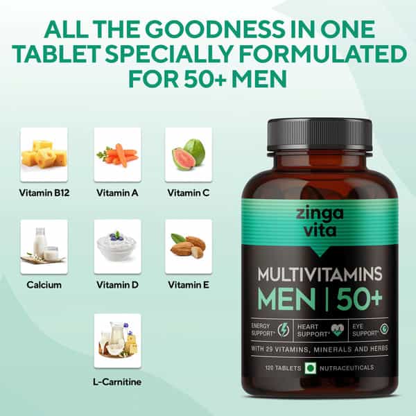 Zingavita Multivitamin For Men 50+ With Vitamins Minerals & Herbs 120 Tablets