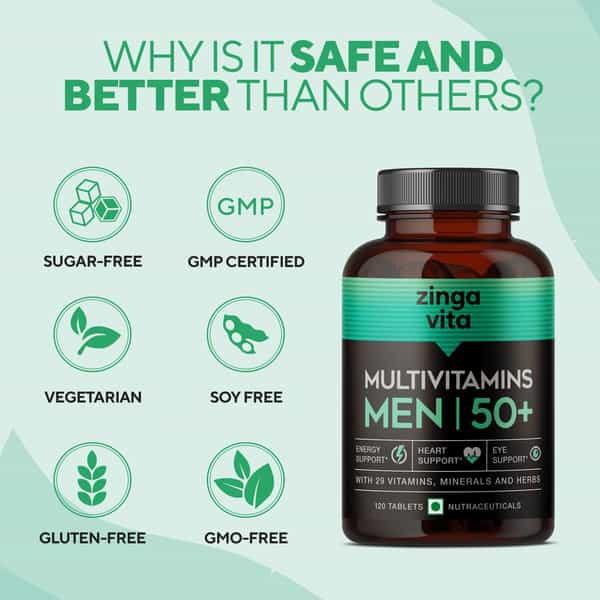 Zingavita Multivitamin For Men 50+ With Vitamins Minerals & Herbs 120 Tablets