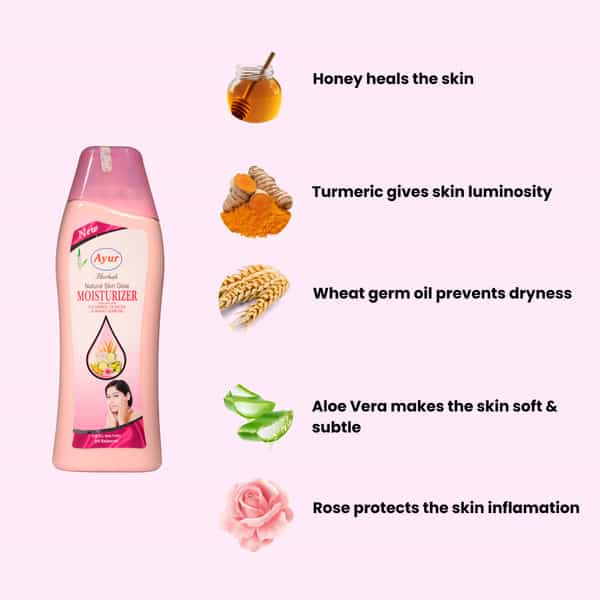 Ayur Herbals Natural Glow Moisturizering With Rose I Soft And Radiant Look I Pack Of 1 - 1000Ml